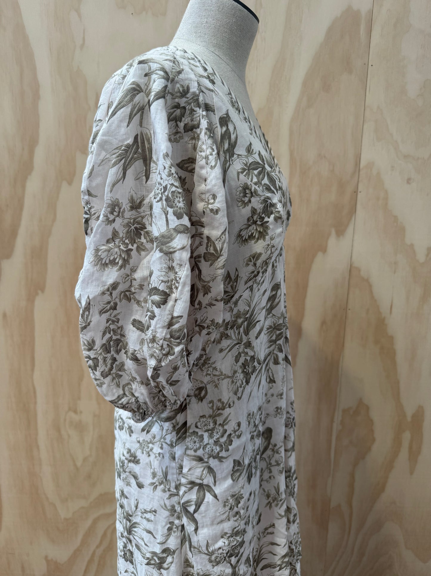 ZIMMERMANN LINEN MIDI FLORAL DAY DRESS - SIZE 2