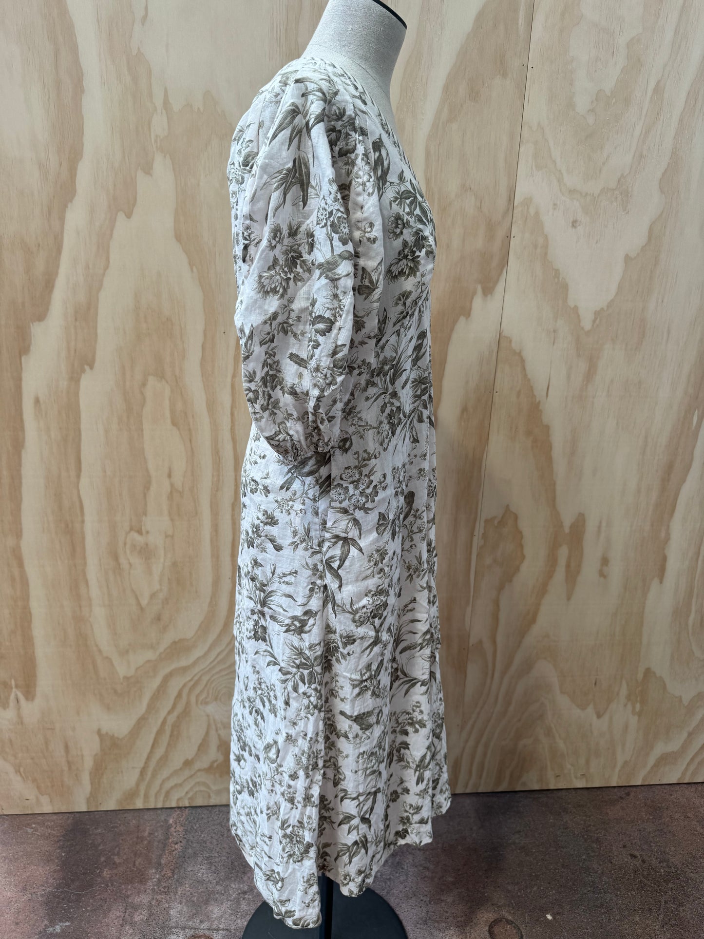 ZIMMERMANN LINEN MIDI FLORAL DAY DRESS - SIZE 2