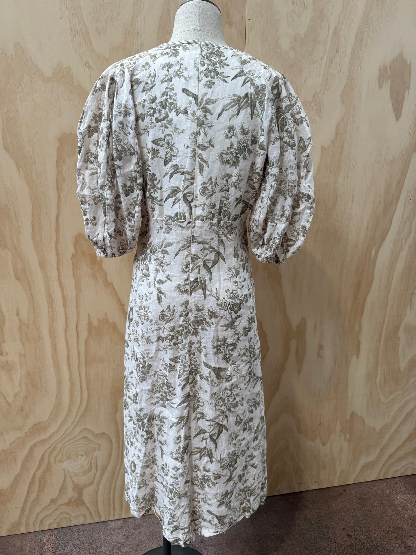 ZIMMERMANN LINEN MIDI FLORAL DAY DRESS - SIZE 2