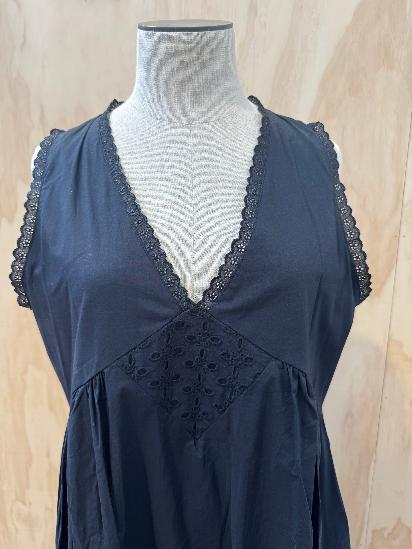 LANEWAY THE LABEL VINTAGE COTTON GOWN IN NOIR - SIZE XS