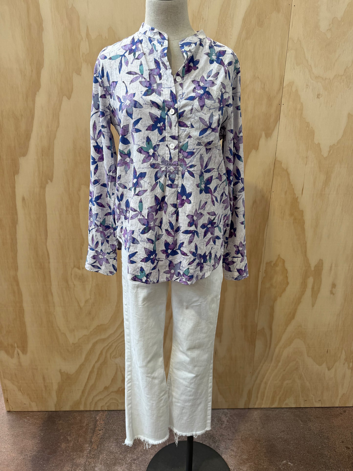 ISABEL MARANT PURPLE FLORAL SILK SHIRT - SIZE 34