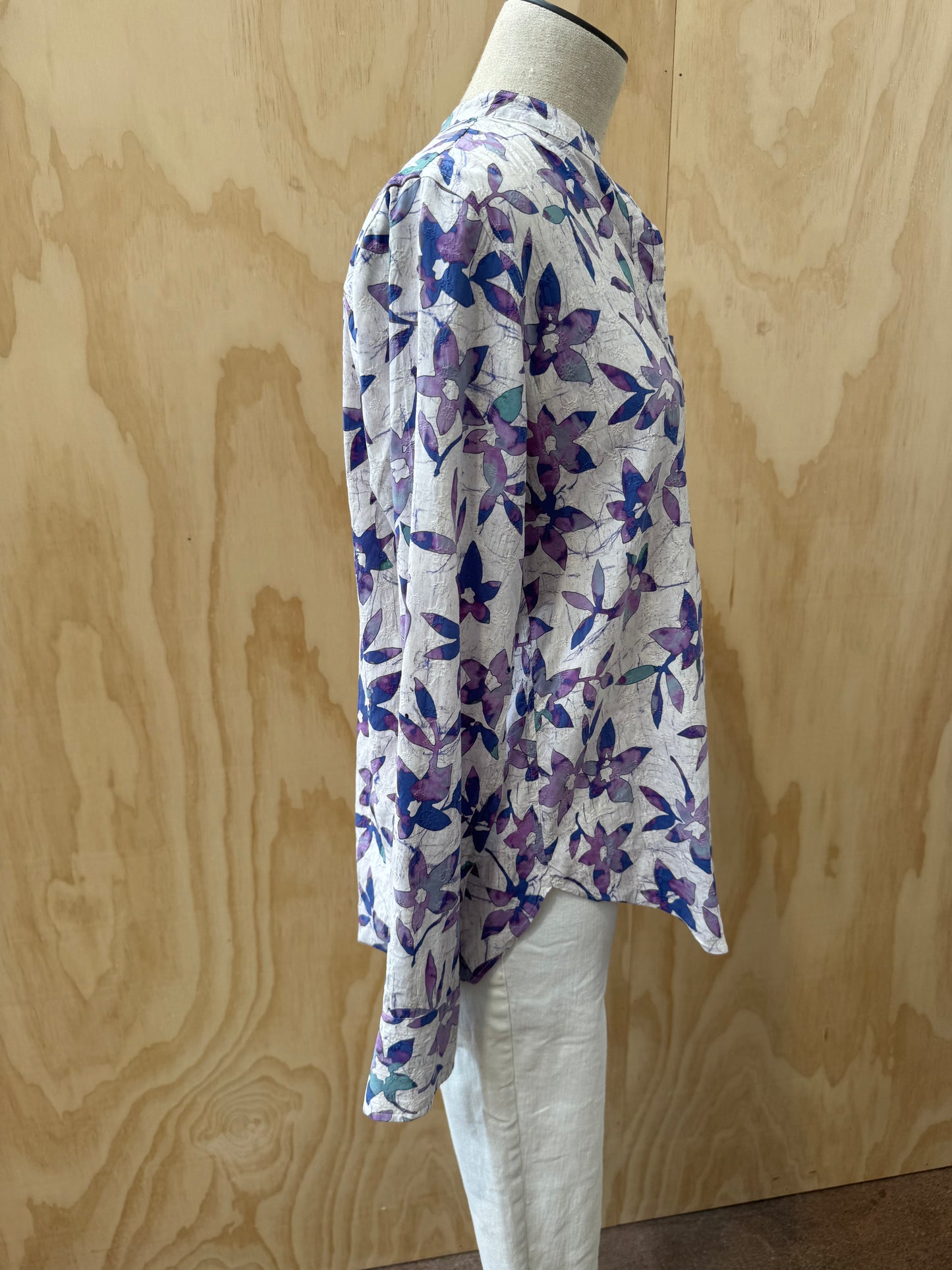 ISABEL MARANT PURPLE FLORAL SILK SHIRT - SIZE 34