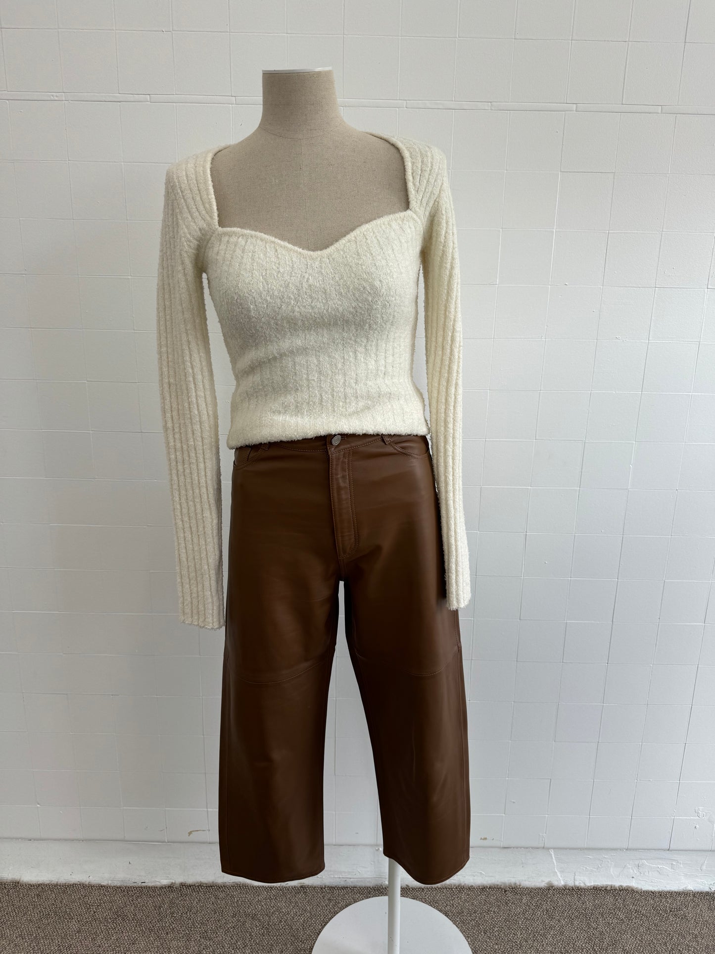 CAMILLA & MARC WIDE LEG CLARO LEATHER PANTS IN TAN - SIZE 8