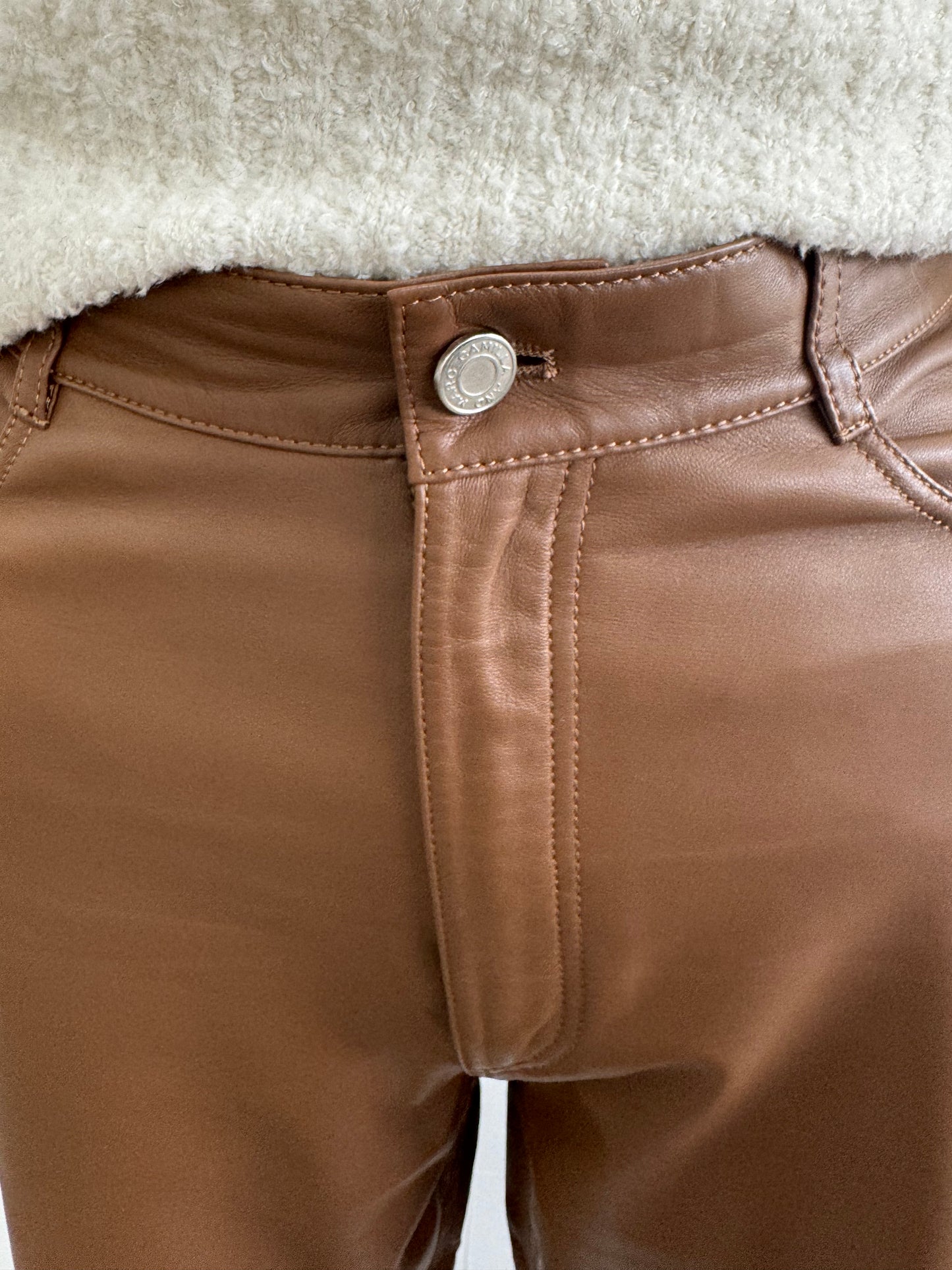 CAMILLA & MARC WIDE LEG CLARO LEATHER PANTS IN TAN - SIZE 8