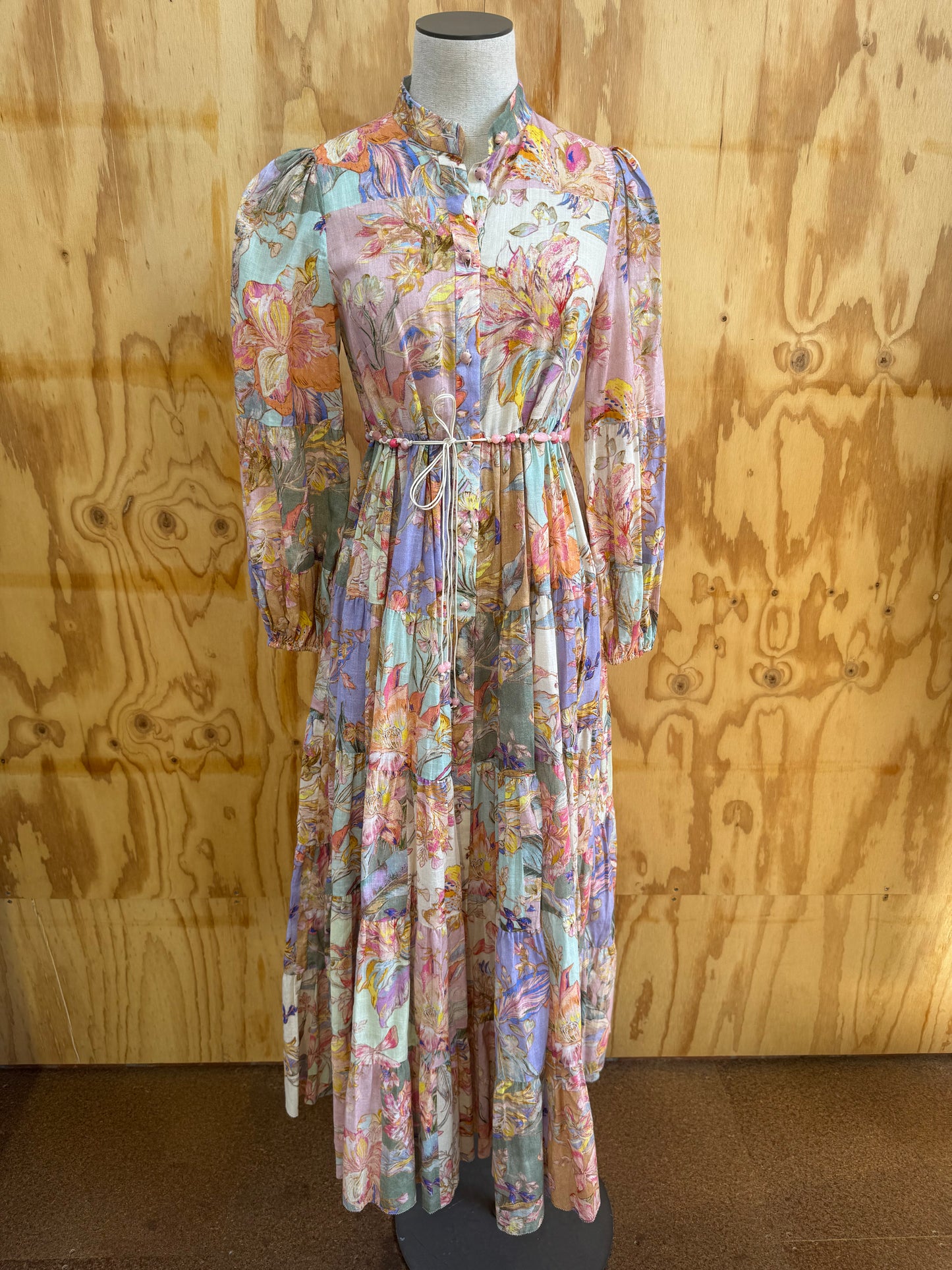 ZIMMERMANN CIRA TIERED MAXI SHIRT DRESS - SIZE 1