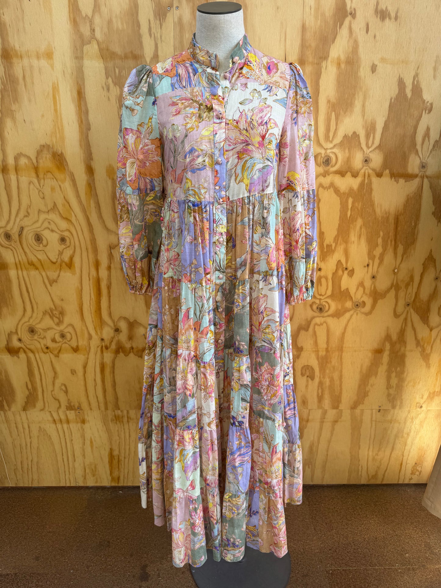 ZIMMERMANN CIRA TIERED MAXI SHIRT DRESS - SIZE 1