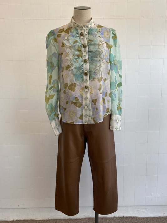 ZIMMERMANN RUFFLE FLORAL SHIRT - SIZE 1