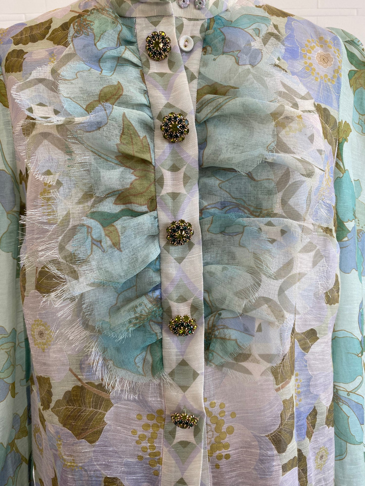 ZIMMERMANN RUFFLE FLORAL SHIRT - SIZE 1