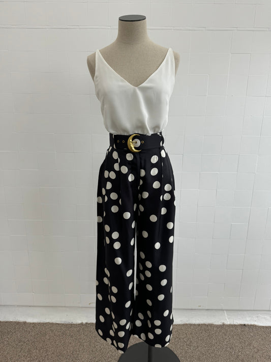 ZIMMERMANN POLKA DOT SILK PANTS - SIZE OP