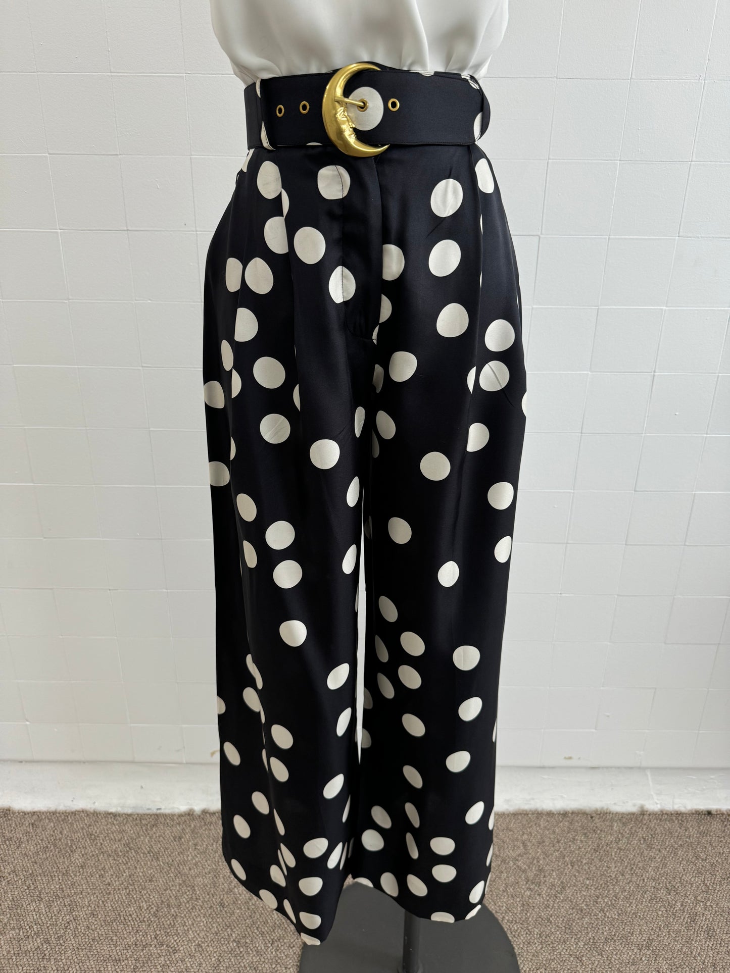 ZIMMERMANN POLKA DOT SILK PANTS - SIZE OP