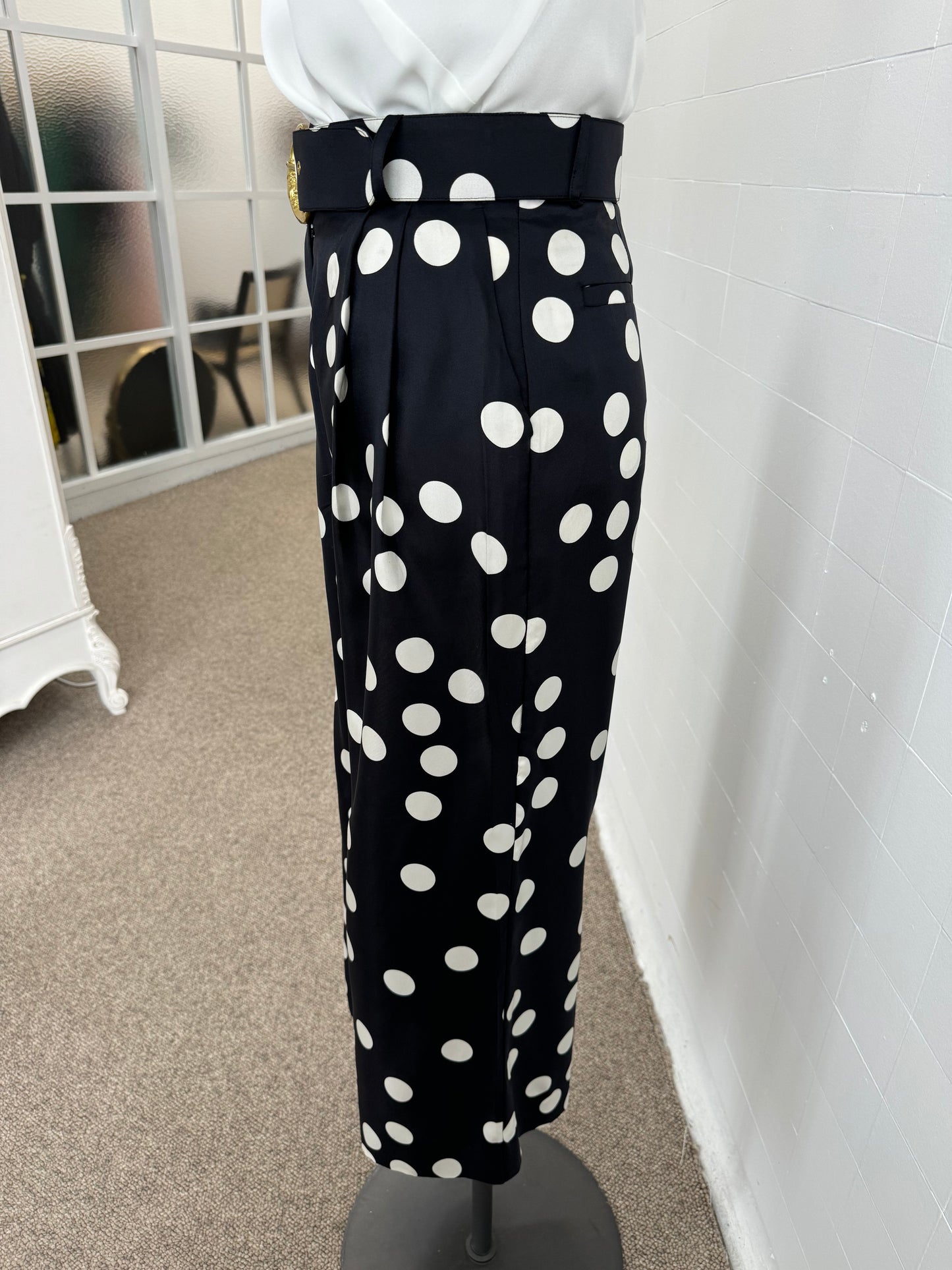 ZIMMERMANN POLKA DOT SILK PANTS - SIZE OP