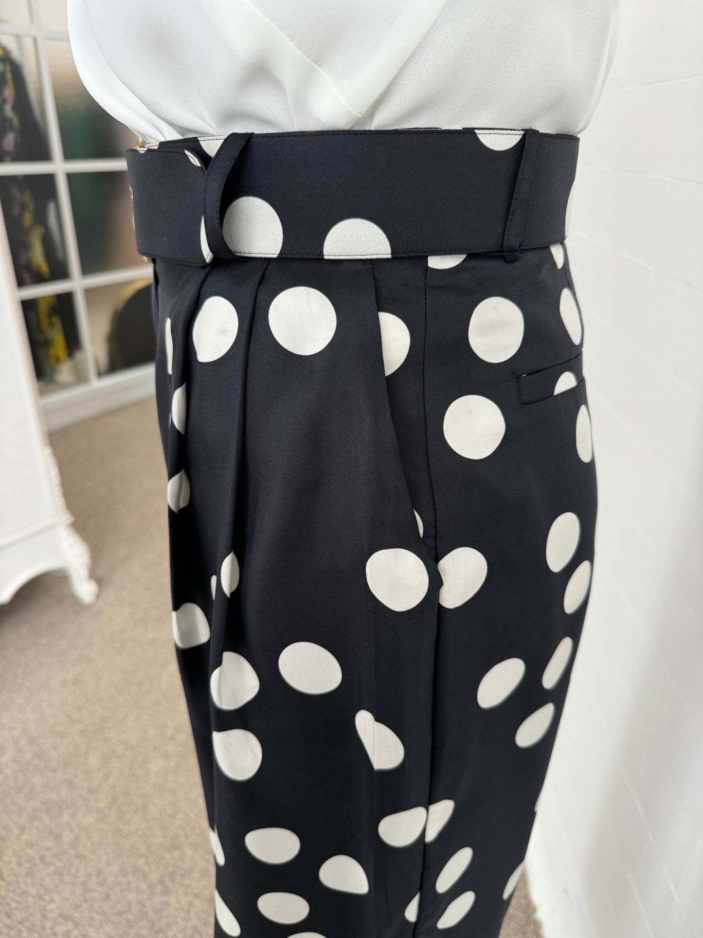 ZIMMERMANN POLKA DOT SILK PANTS - SIZE OP