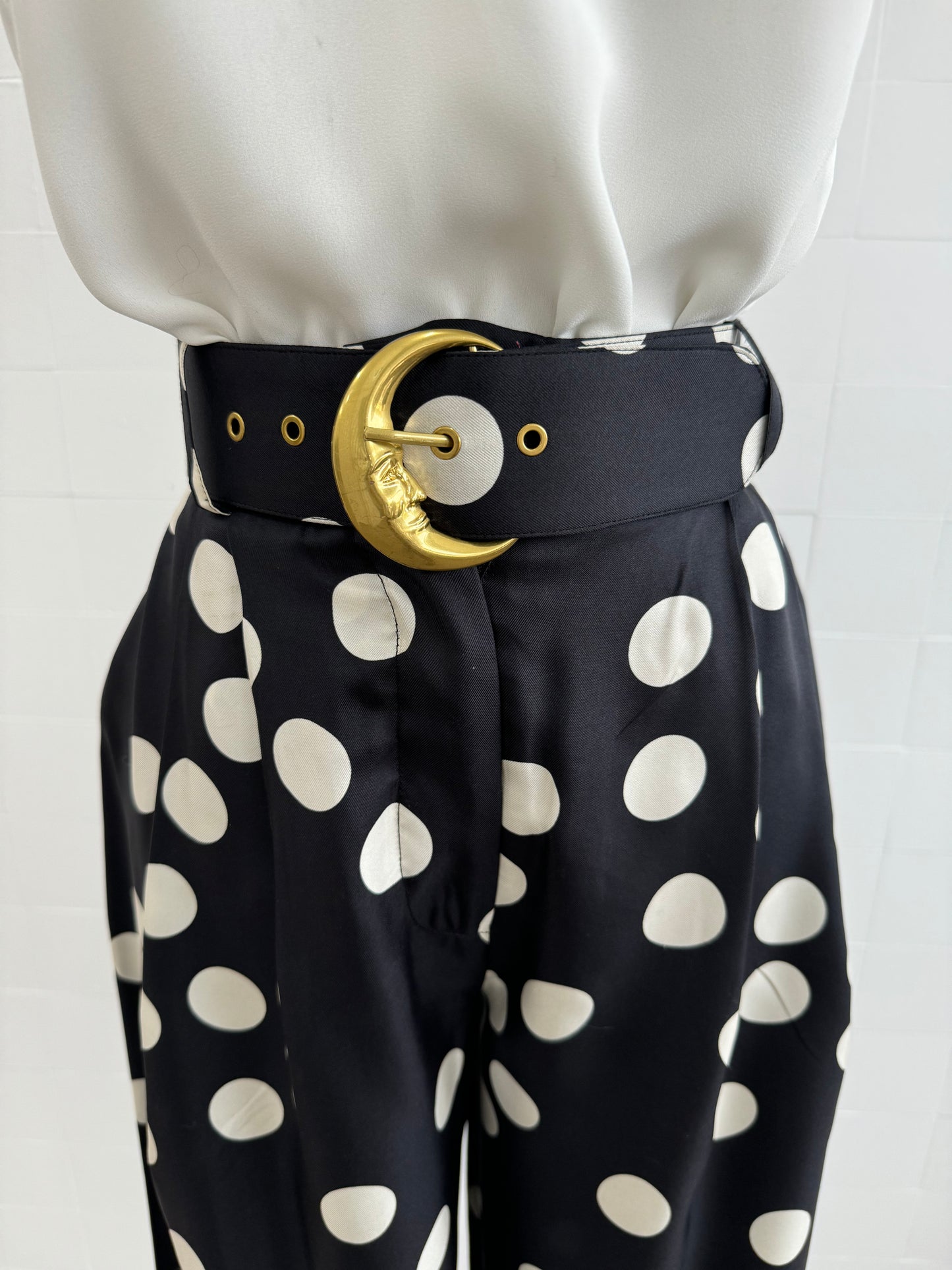 ZIMMERMANN POLKA DOT SILK PANTS - SIZE OP