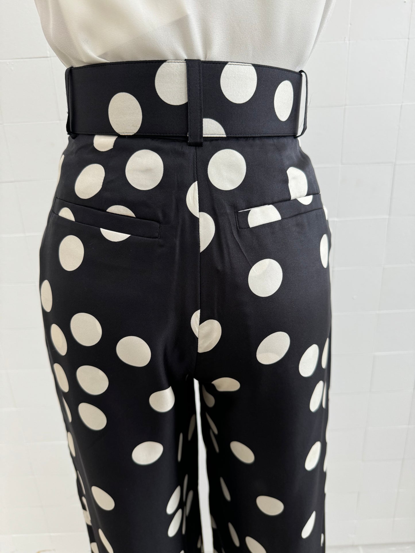 ZIMMERMANN POLKA DOT SILK PANTS - SIZE OP