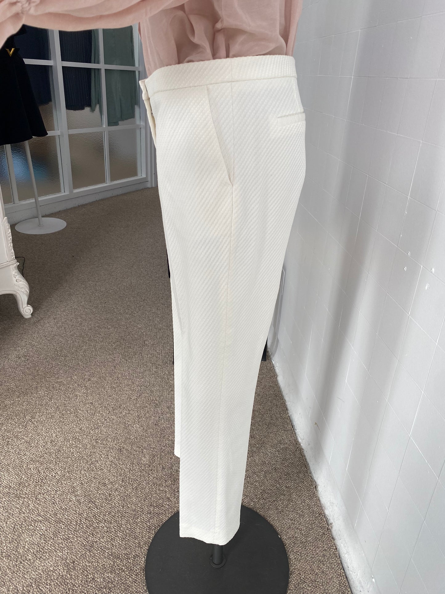 REISS CREAM TEXTURED PANTS - SIZE 12