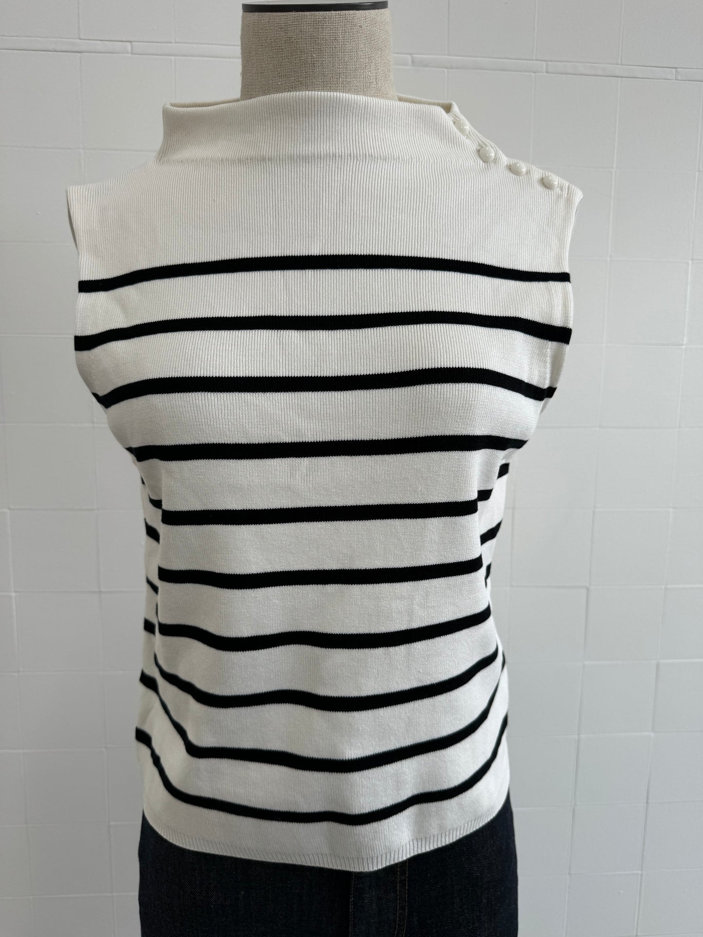 LILYSILK - CROPPED SPUN SILK STRIPE SWEATER -SIZE M