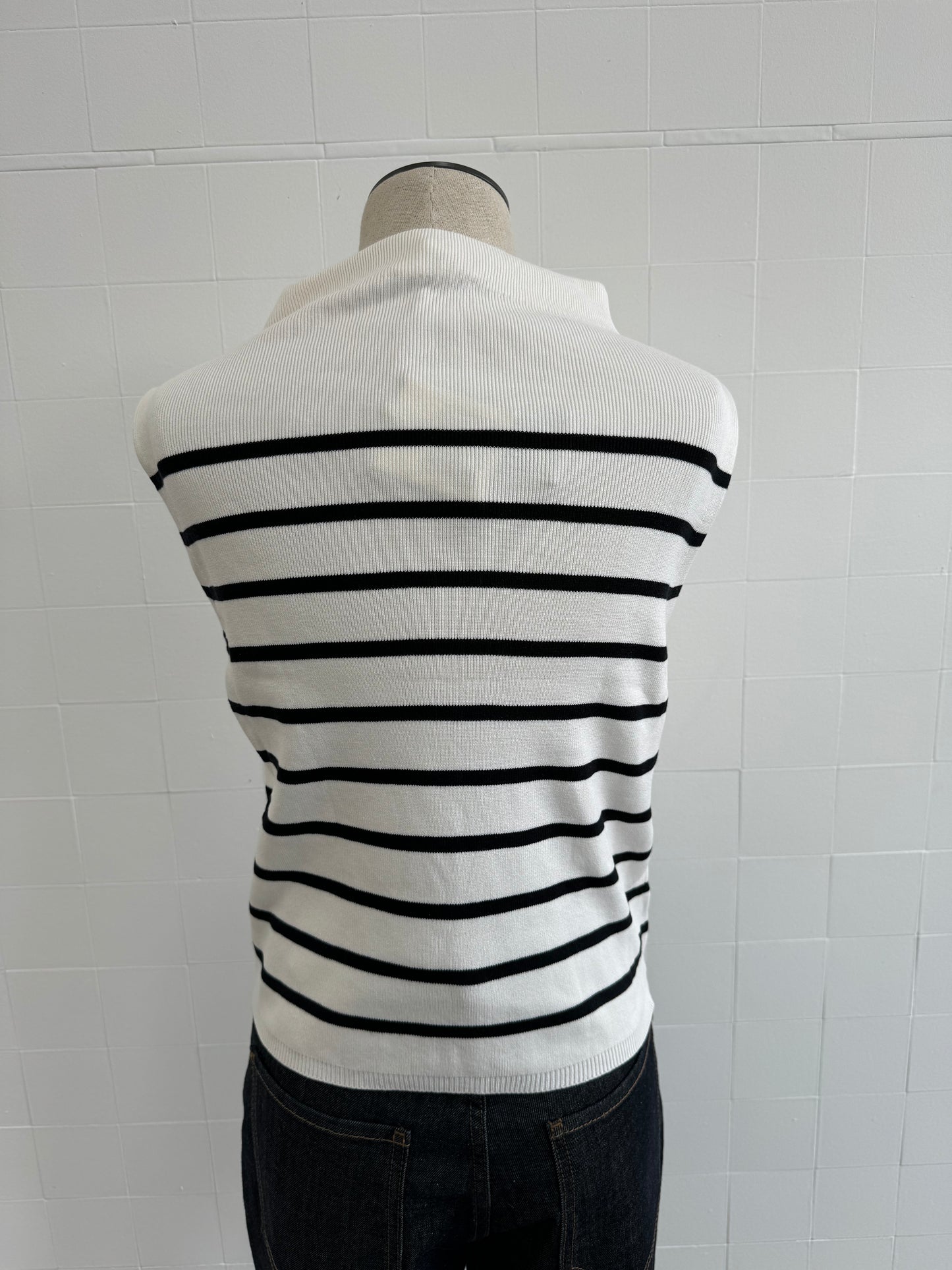 LILYSILK - CROPPED SPUN SILK STRIPE SWEATER -SIZE M