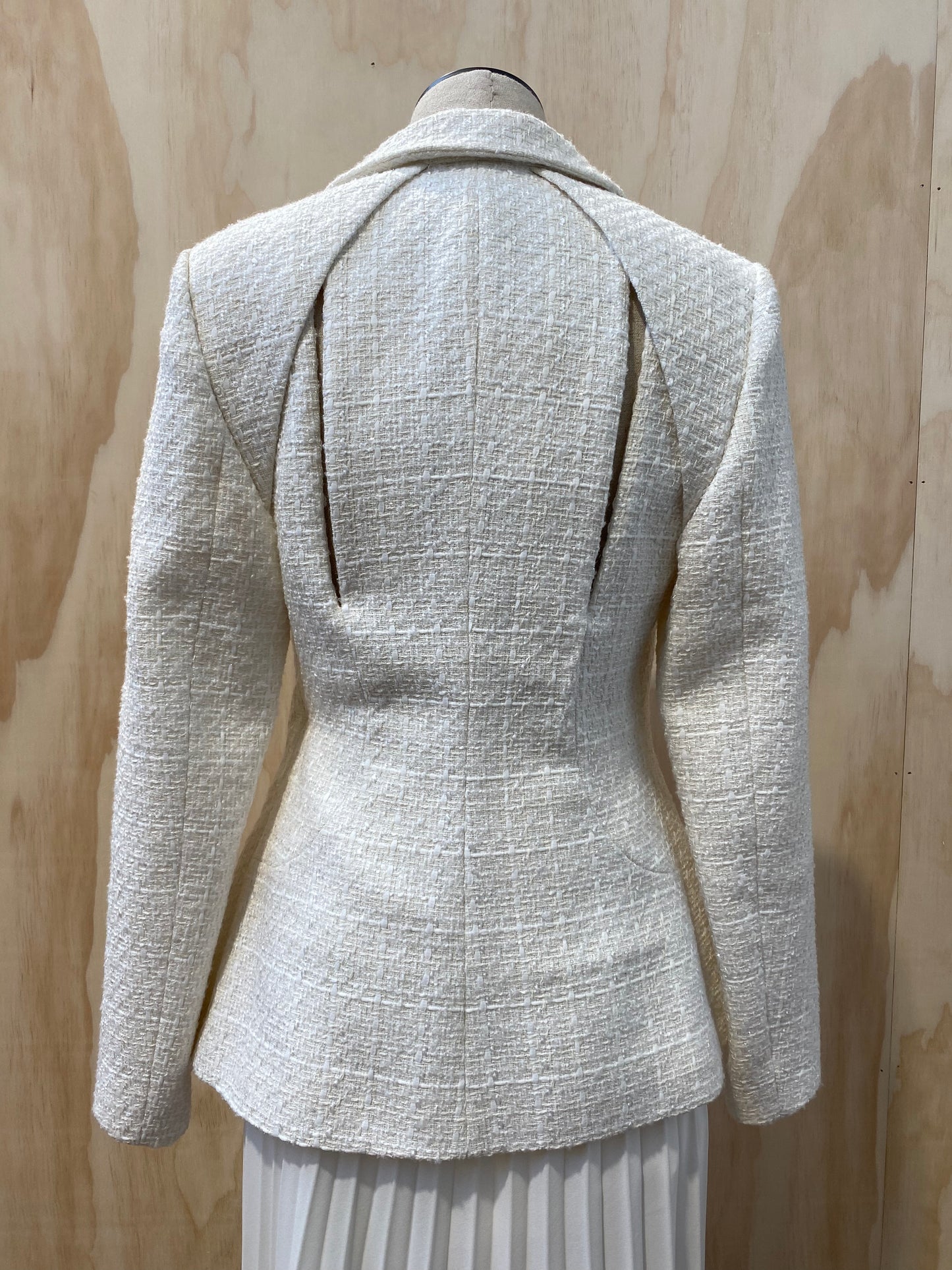 KAREN MILLEN EMBELLISHED BOUCLE MIDI BLAZER DRESS - SIZE 8