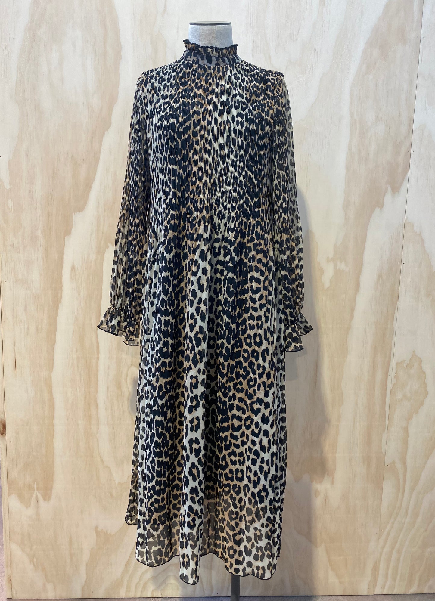 GANNI LEOPARD PRINT MAXI DRESS - SIZE 38