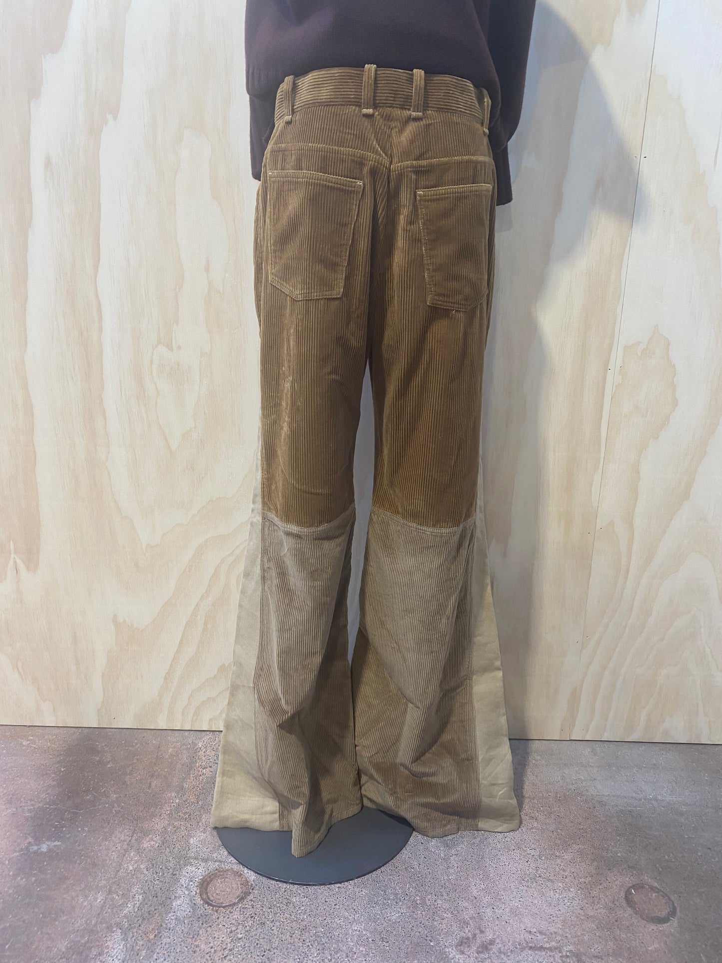 CHLOE HIGH WAISTED CORDUROY PANELLED PANTS - SIZE 42