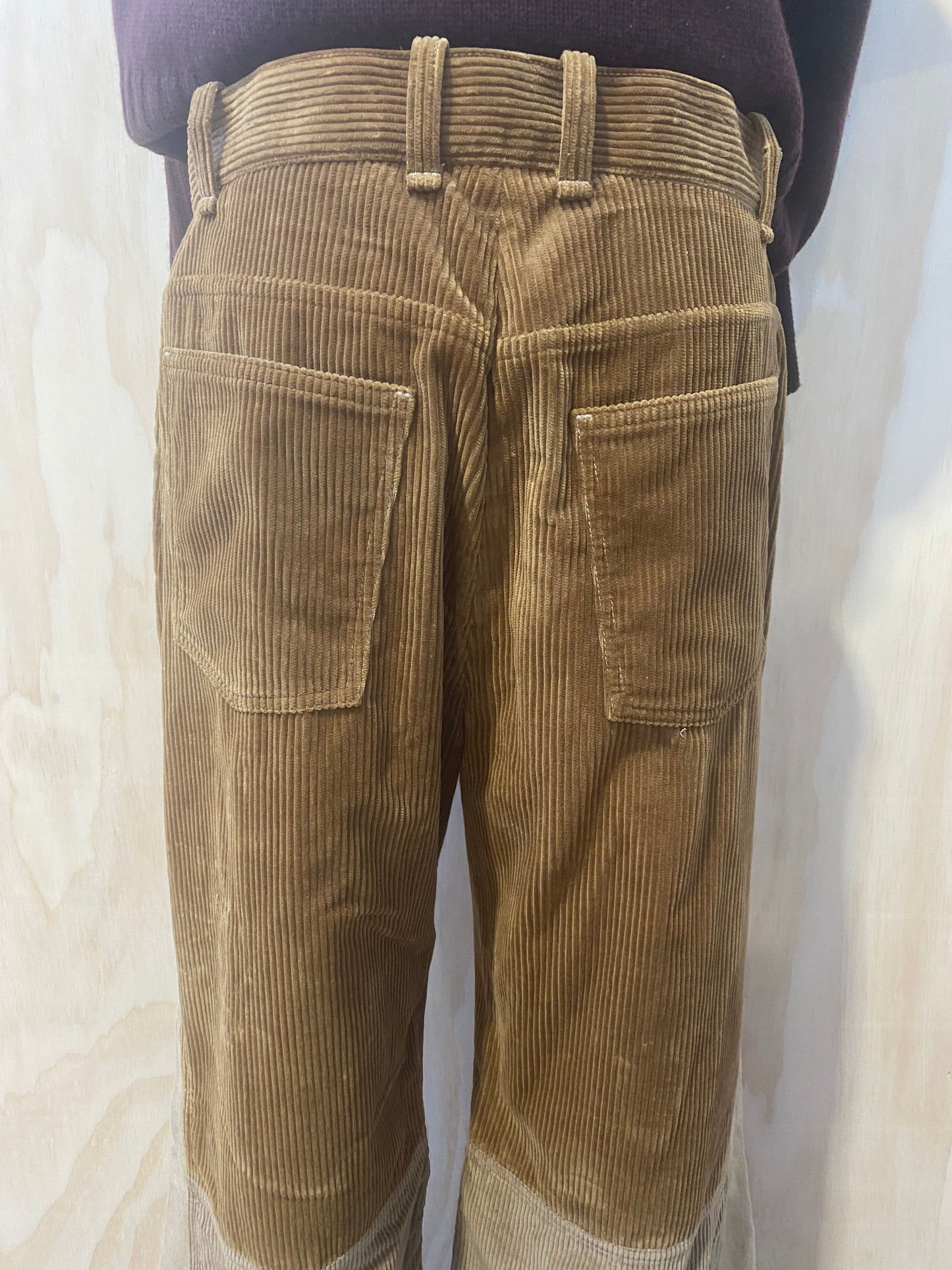 CHLOE HIGH WAISTED CORDUROY PANELLED PANTS - SIZE 42