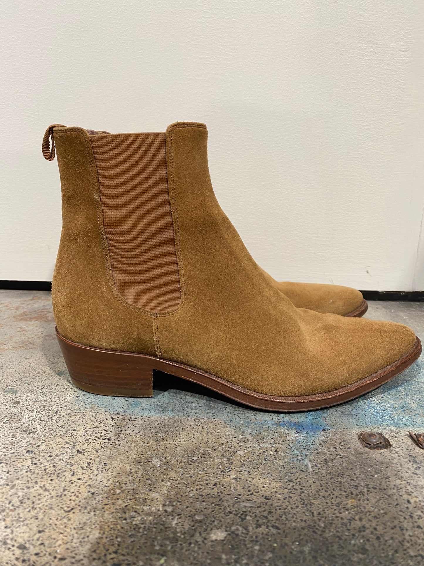 CELINE GOLD SUEDE ANKLE BOOTS - SIZE 38