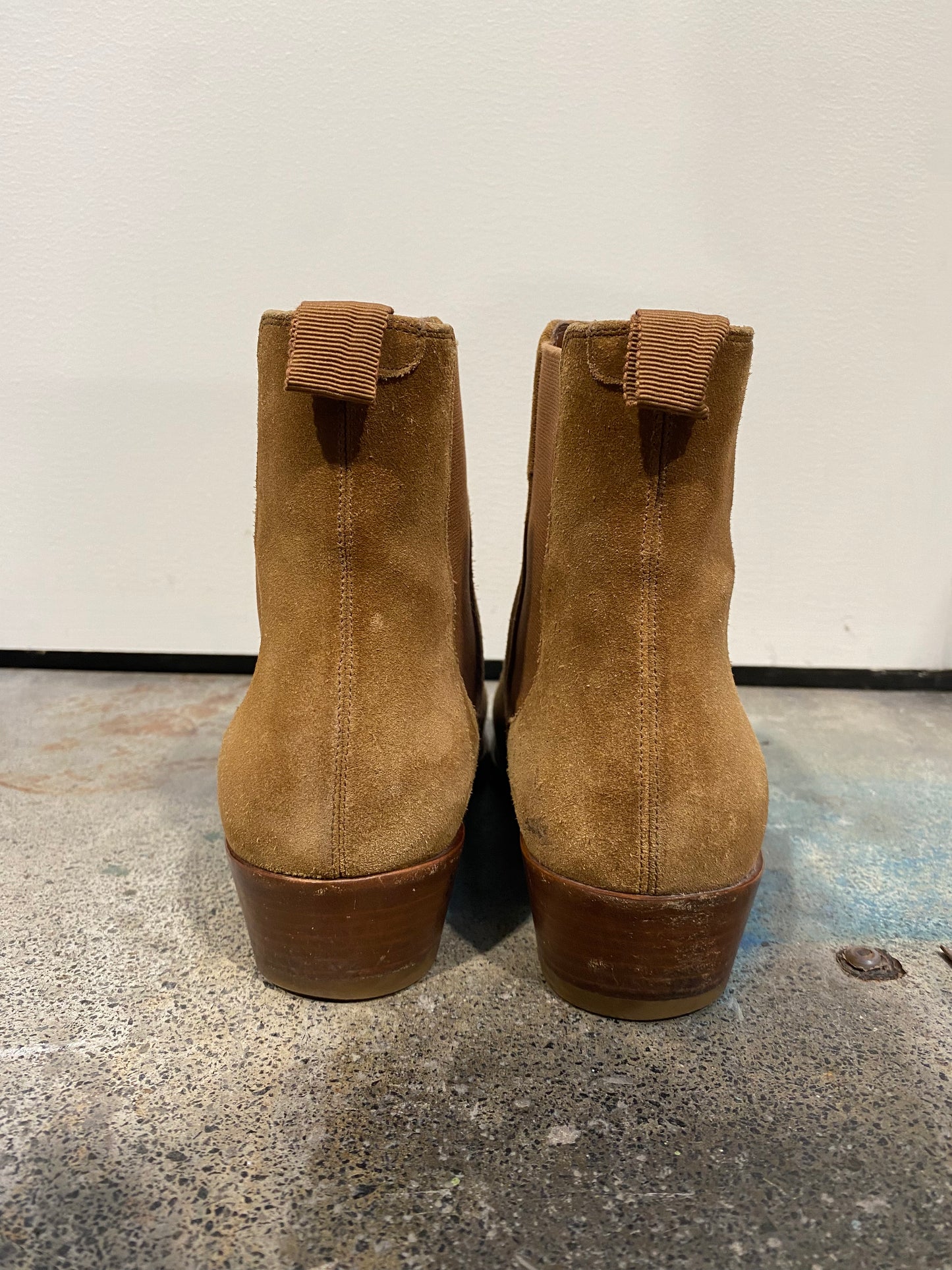 CELINE GOLD SUEDE ANKLE BOOTS - SIZE 38