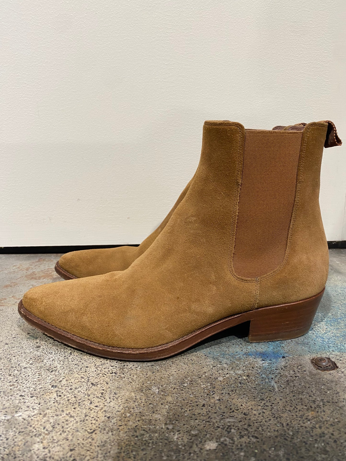 CELINE GOLD SUEDE ANKLE BOOTS - SIZE 38