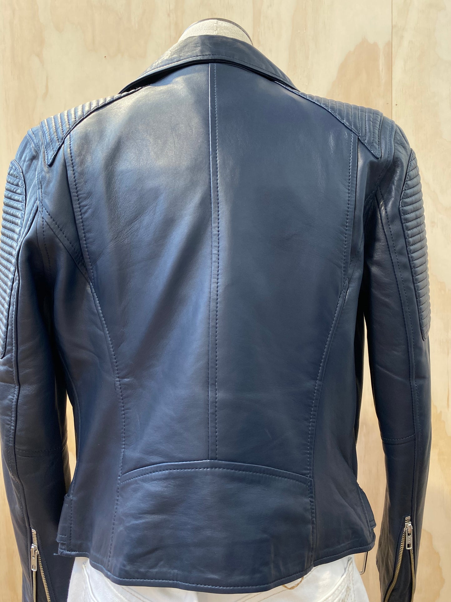 ENA PELLY CLASSIC BIKER LEATHER JACKET - SIZE S