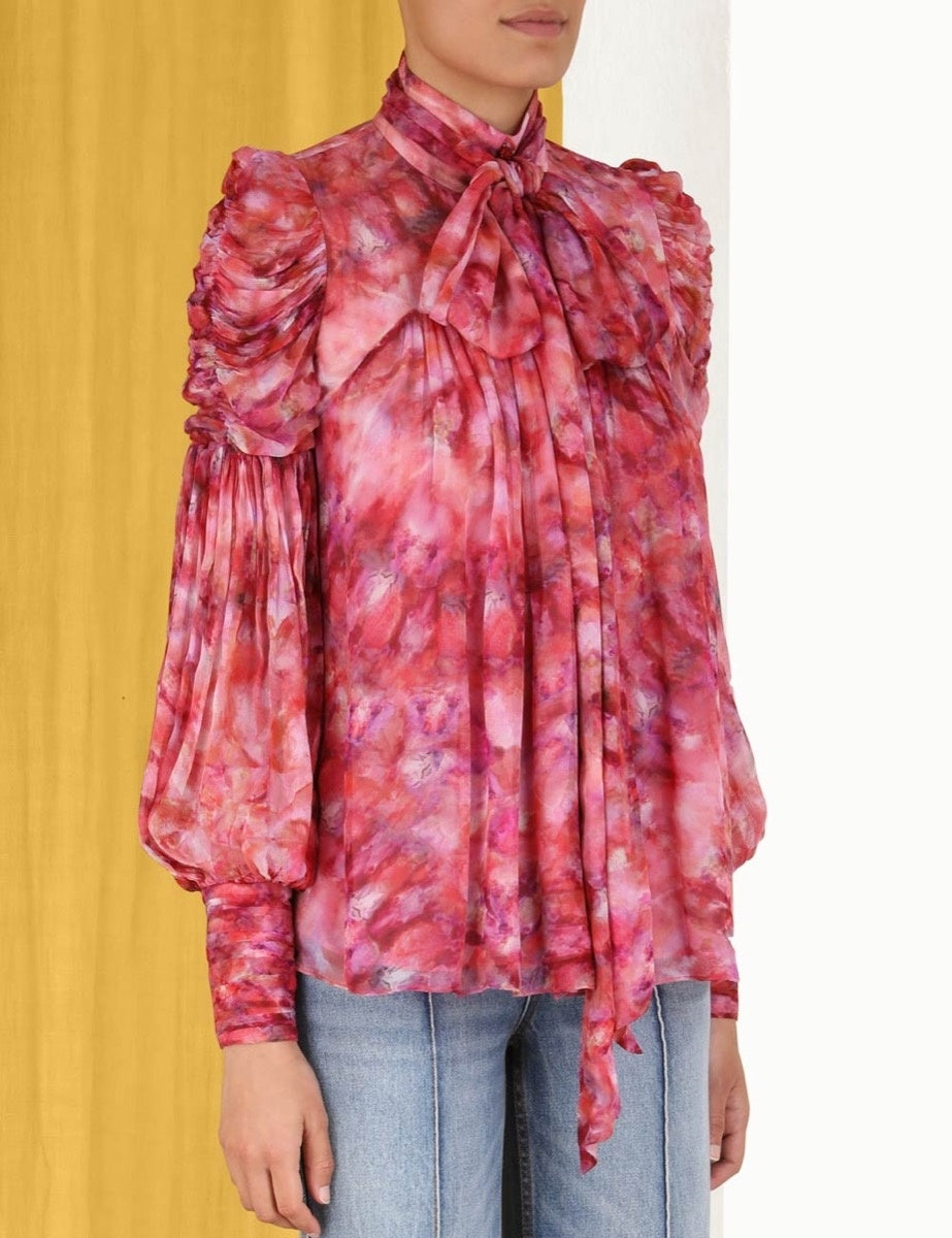 ZIMMERMANN KALEIDOSCOPE TIE NECK BLOUSE - SIZE 1