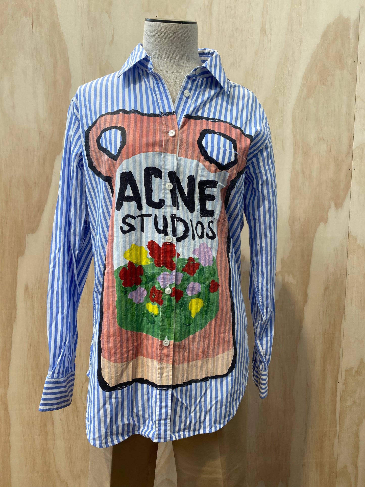 ACNE STUDIOS STRIPE GRAFFITI SHIRT - SIZE 36