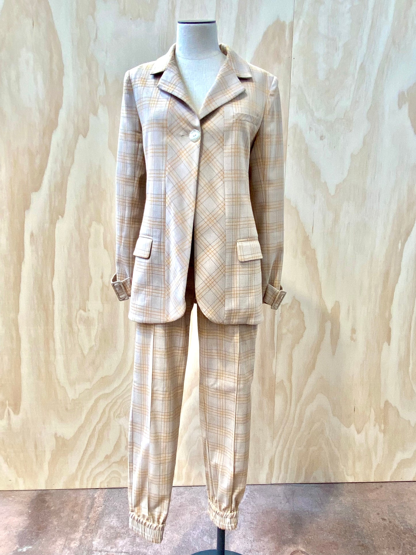 VIKTORIA & WOODS WILLPOWER CHECK BLAZER (SIZE 1) & PODIUM PANT (SIZE 0) SET