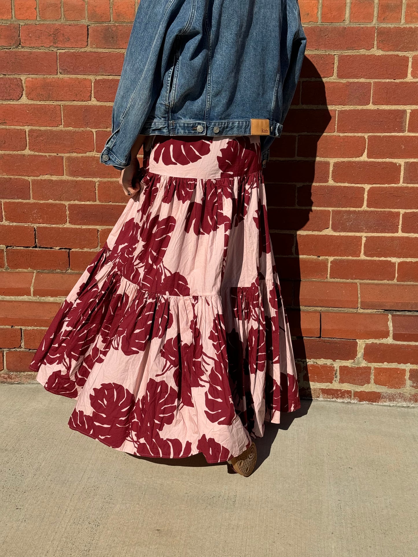 DOUBLE J MONSTERA-PRINT TIERED SKIRT - SIZE M