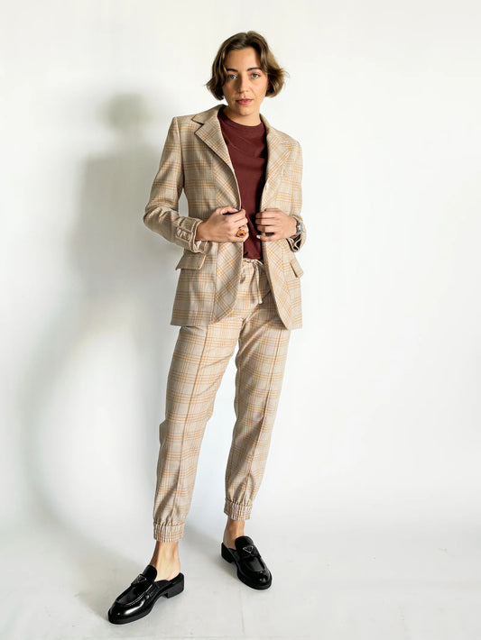 VIKTORIA & WOODS WILLPOWER CHECK BLAZER (SIZE 1) & PODIUM PANT (SIZE 0) SET