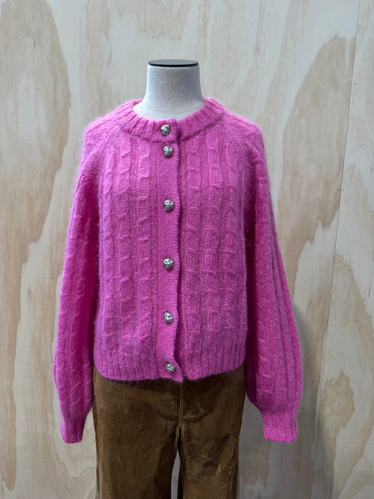 GANNI PINK KNIT CARDIGAN - SIZE M