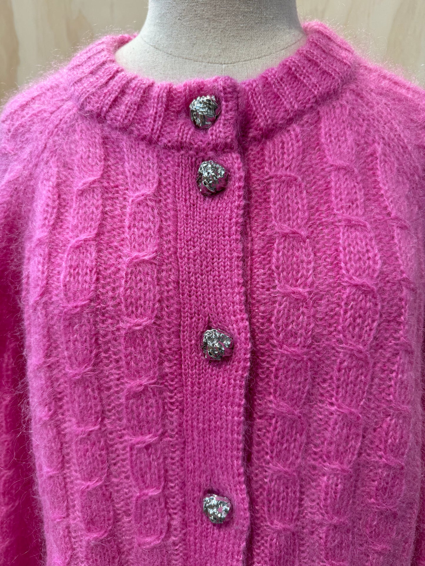 GANNI PINK KNIT CARDIGAN - SIZE M