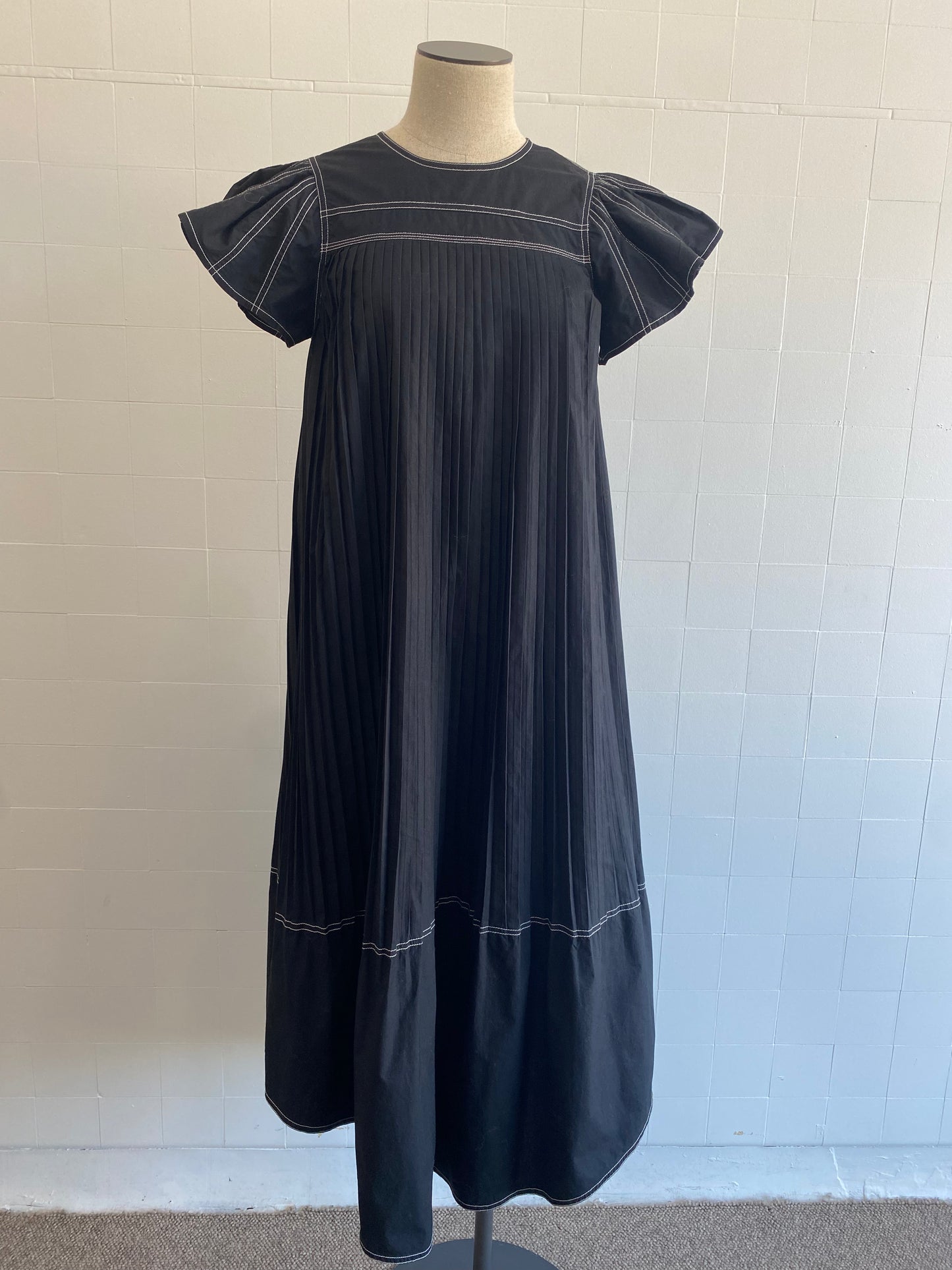 ULLA JOHNSON BLACK KADY MIDI DRESS - SIZE 2