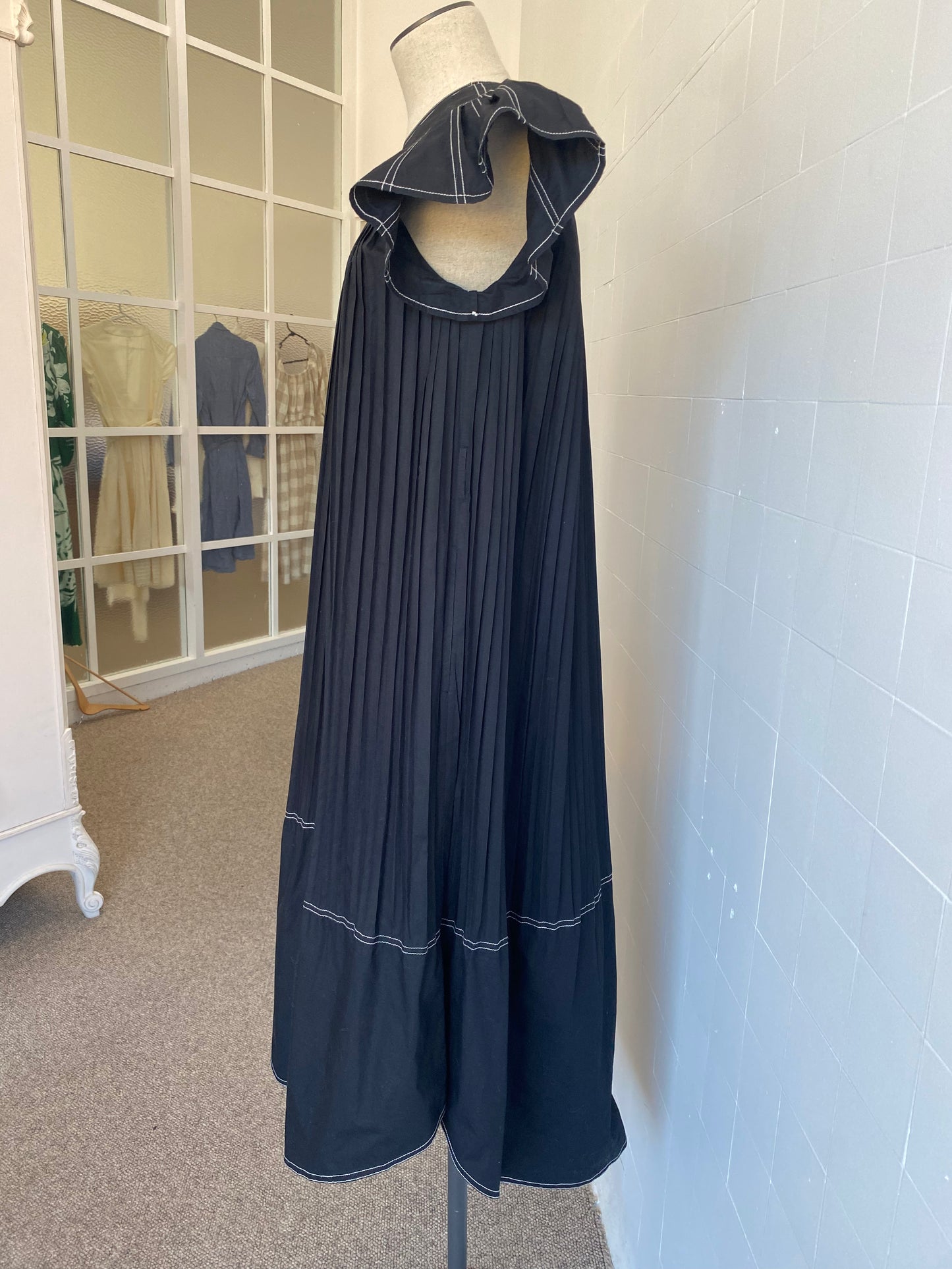 ULLA JOHNSON BLACK KADY MIDI DRESS - SIZE 2