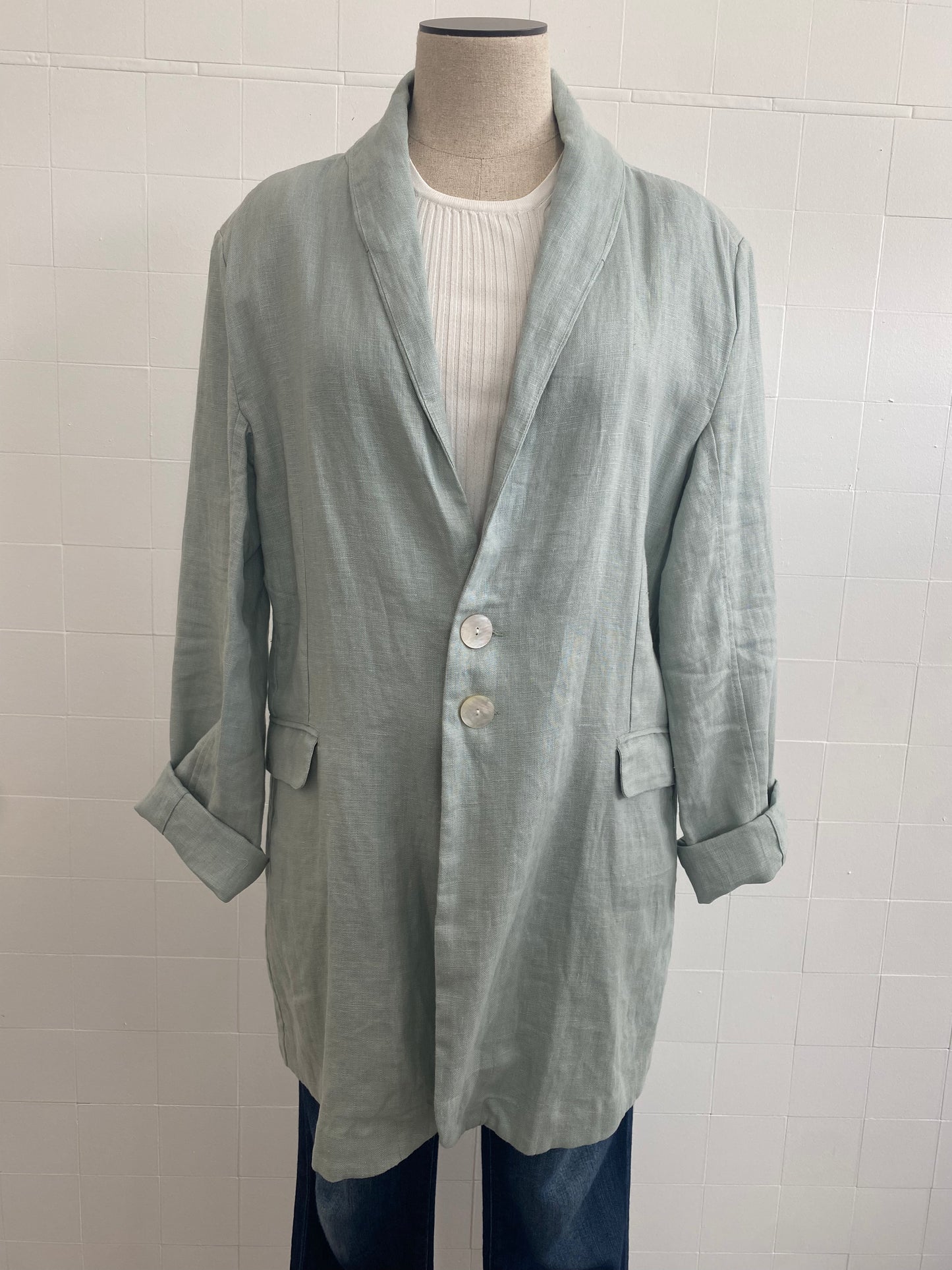 FLANNEL MINT HARPER BLAZER - SIZE 3