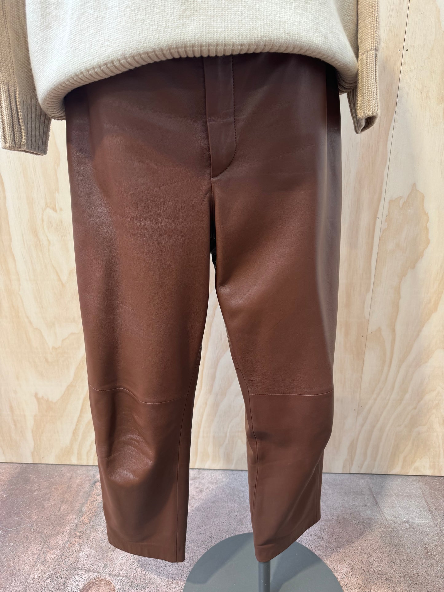 SCANLAN THEODORE BROWN LEATHER PANTS - SIZE 12