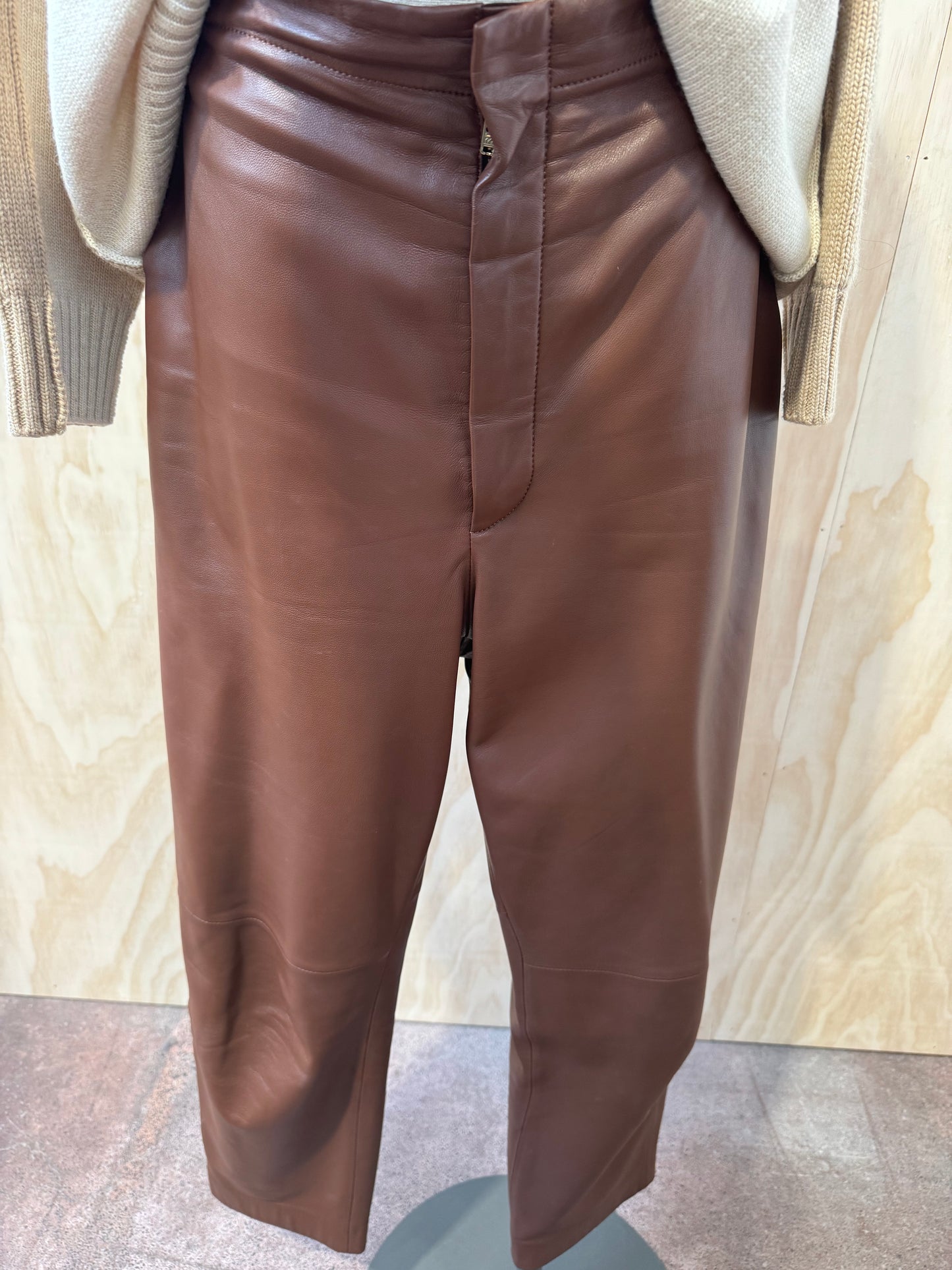 SCANLAN THEODORE BROWN LEATHER PANTS - SIZE 12