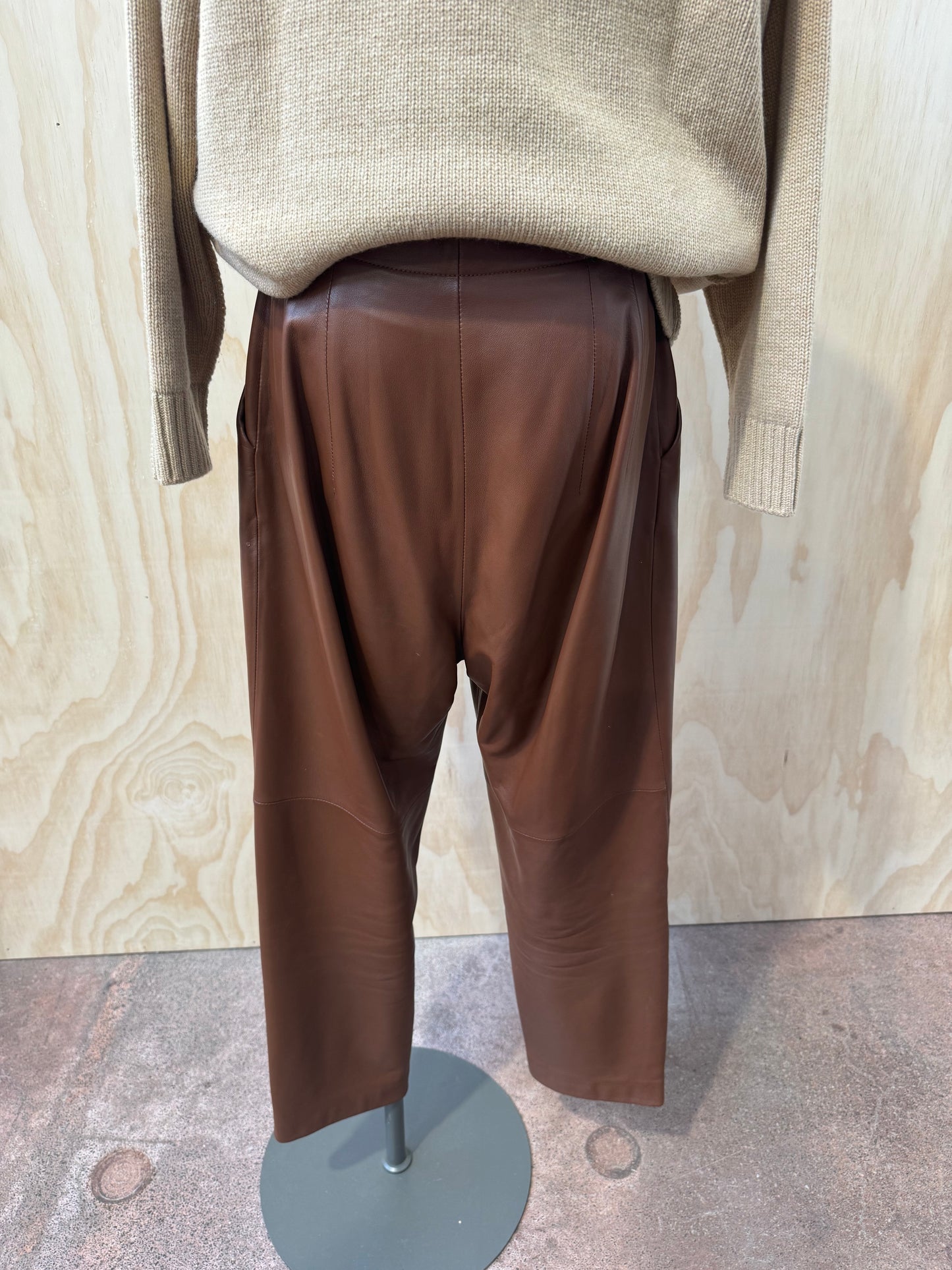 SCANLAN THEODORE BROWN LEATHER PANTS - SIZE 12