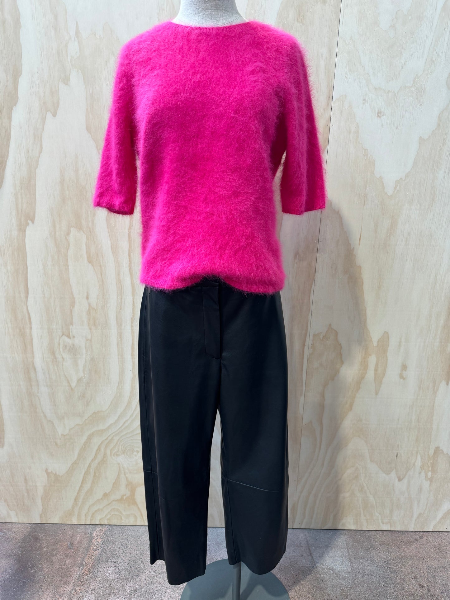 ANTALYA HOT PINK CAP SLEEVE ANGORA KNIT - SIZE L