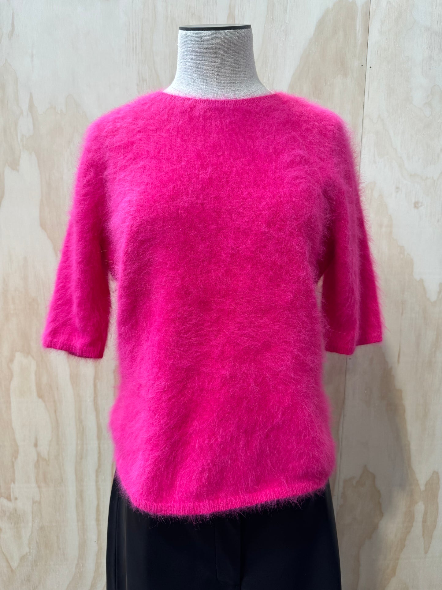 ANTALYA HOT PINK CAP SLEEVE ANGORA KNIT - SIZE L