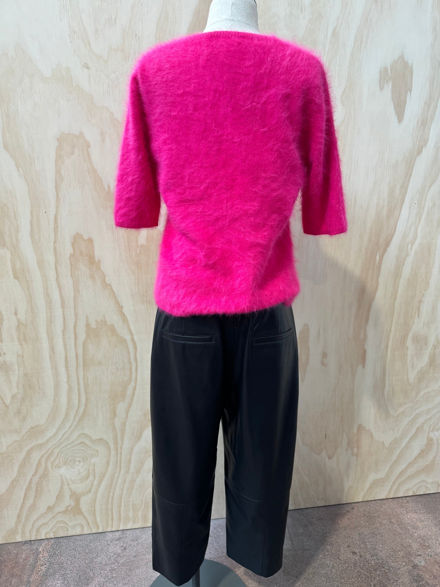 ANTALYA HOT PINK CAP SLEEVE ANGORA KNIT - SIZE L