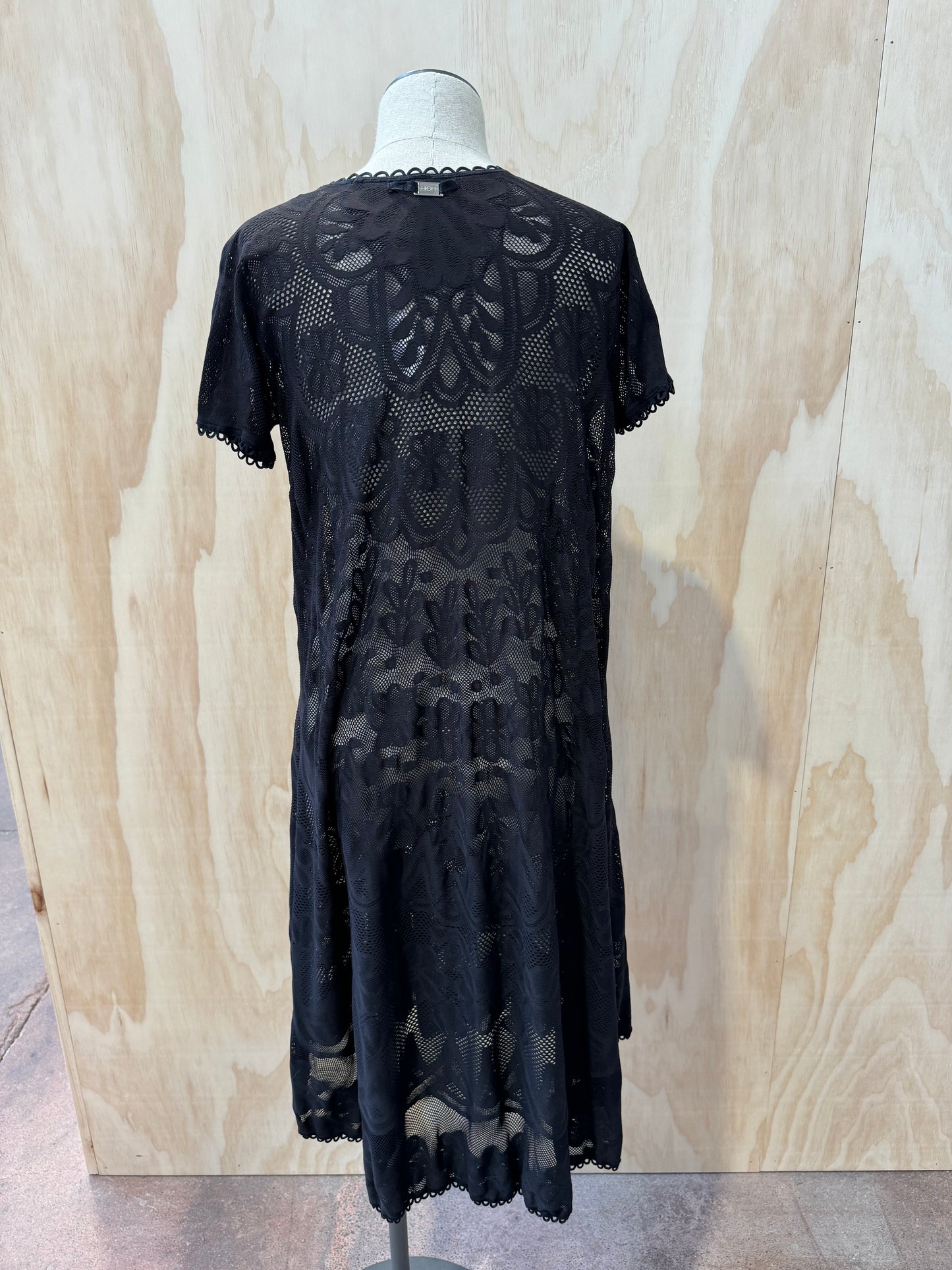 HIGH LACE BLACK MIDI DRESS - SIZE XS/S