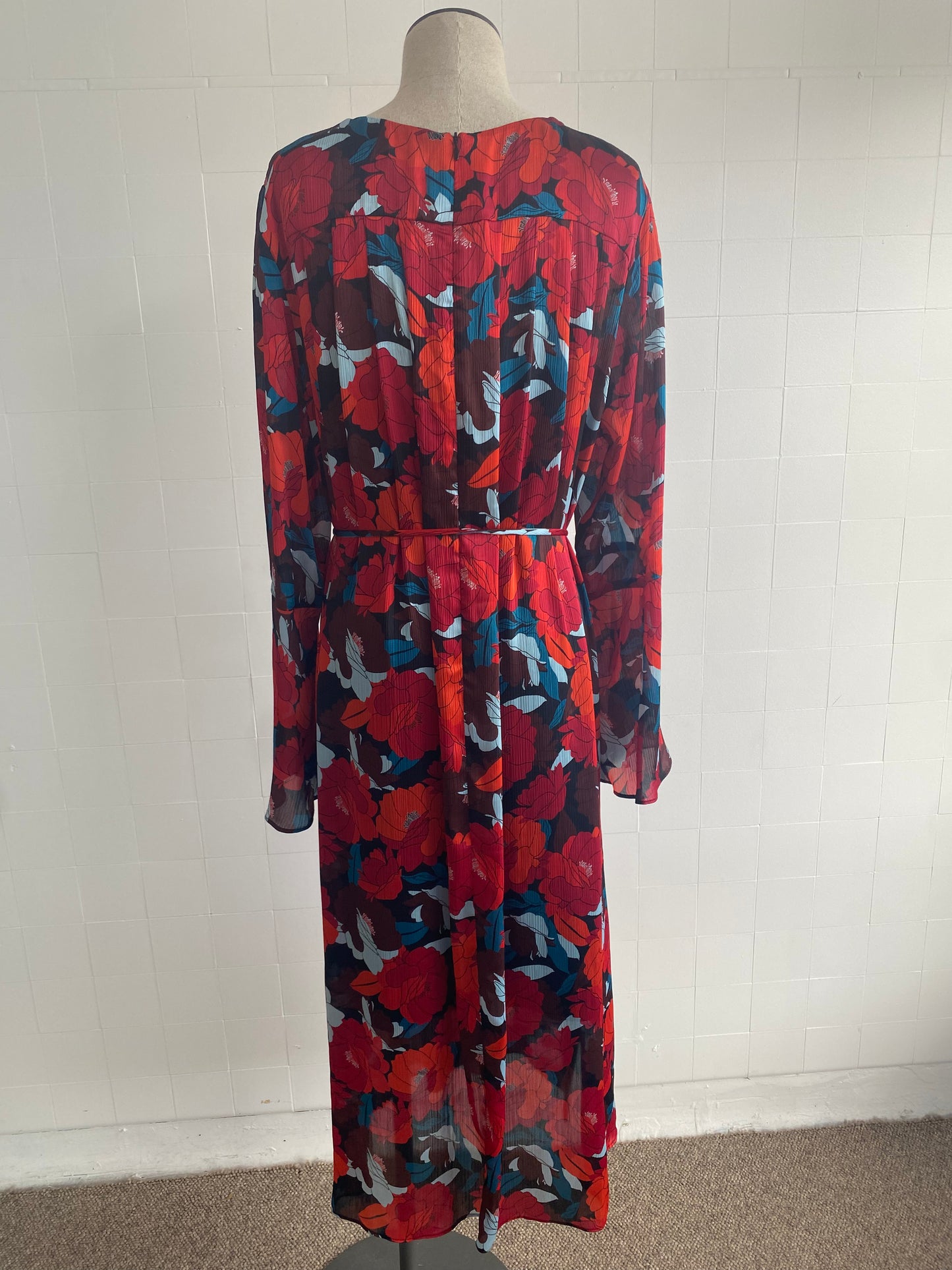 VERONICA MAINE MOONLIGHT PEONIES MIDI DRESS - SIZE 16