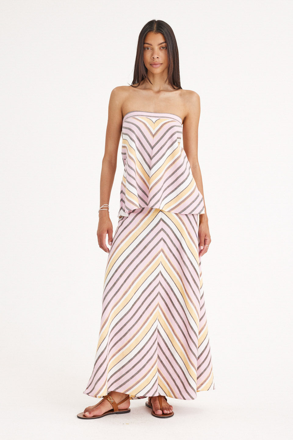 SUMMERY COPENHAGEN LUCIE STRIPE MAXI SKIRT - SIZE S