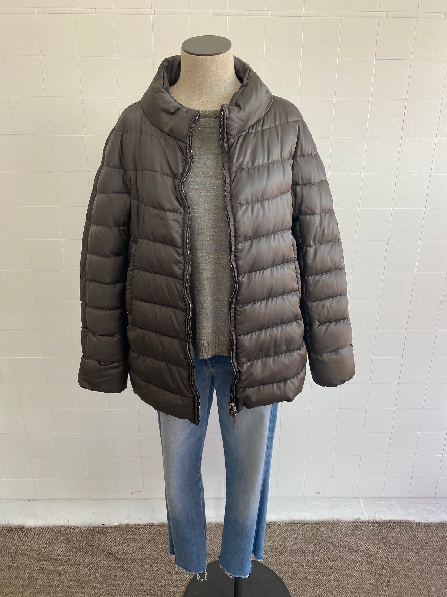 MAX MARA BRONZE QUILTED COAT - SIZE 10