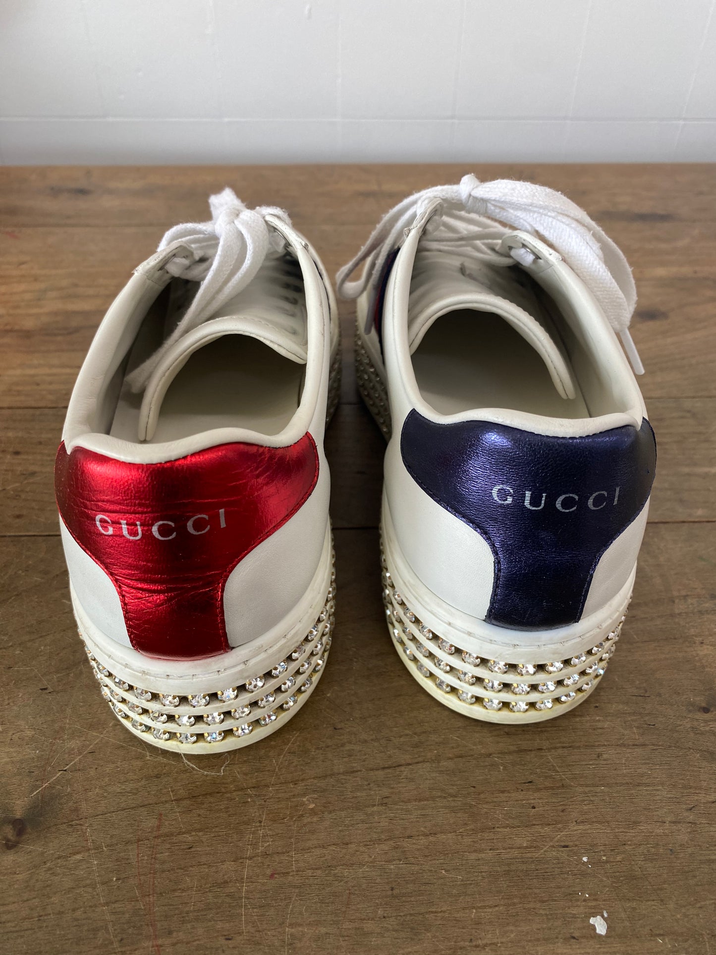 GUCCI ACE CRYSTAL SNEAKERS - SIZE 36.5